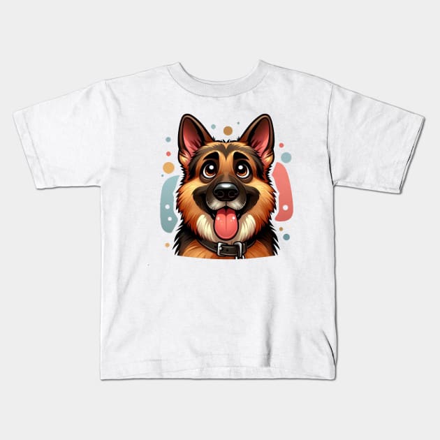 Cute German Shepherd Kids T-Shirt by Dmytro